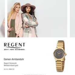 Regent Damen Armbanduhr Analog Metallarmband gold URBA730
