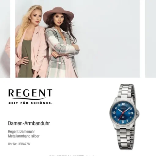 Regent Damen Armbanduhr Analog Metallarmband silber URBA778