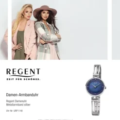 Regent Damen Armbanduhr Analog F-1148 Quarz-Uhr Metall silber URF1148