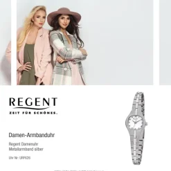 Regent Damen Armbanduhr Analog F-626 Quarz-Uhr Metall silber URF626