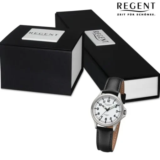 Regent Damen Armbanduhr Analog Lederarmband schwarz UR2092565