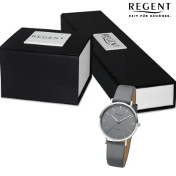 Regent Damen Armbanduhr Analog Lederarmband dunkelgrau UR2094100