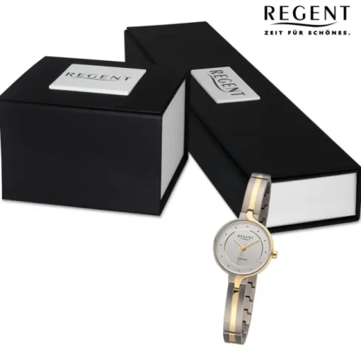 Regent Damen Armbanduhr Analog Metallarmband silber gold URF1336