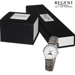 Regent Damen Armbanduhr Analog Lederarmband grau UR2112550
