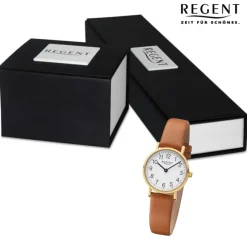 Regent Damen Armbanduhr Analog Lederarmband hellbraun URF1304