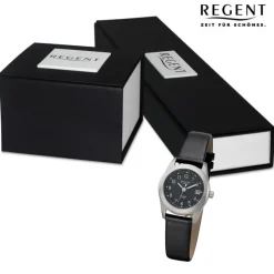 Regent Damen Armbanduhr Analog Lederarmband schwarz URF1321