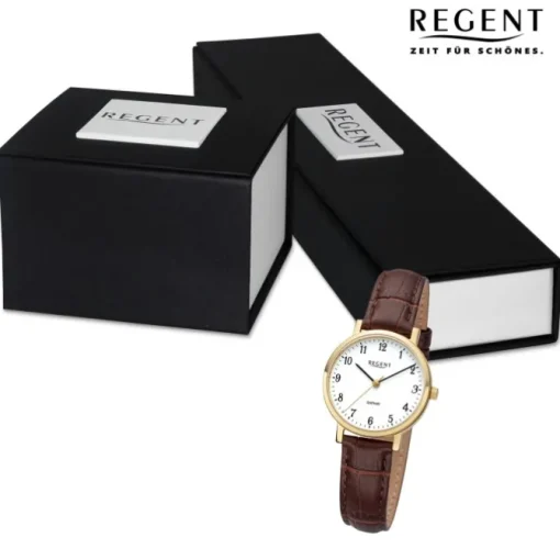 Regent Damen Armbanduhr Analog Lederarmband braun URF1428