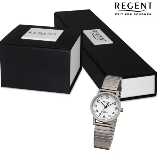 Regent Damen Armbanduhr Analog Edelstahlarmband grau URF1435