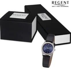 Regent Damen Armbanduhr Analog Lederarmband schwarz URF1439