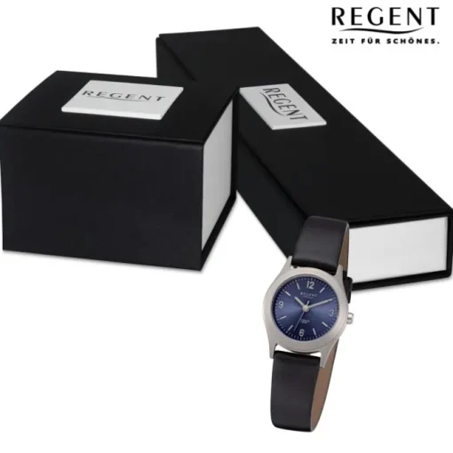 Regent Damen Armbanduhr Analog Lederarmband schwarz URF1439