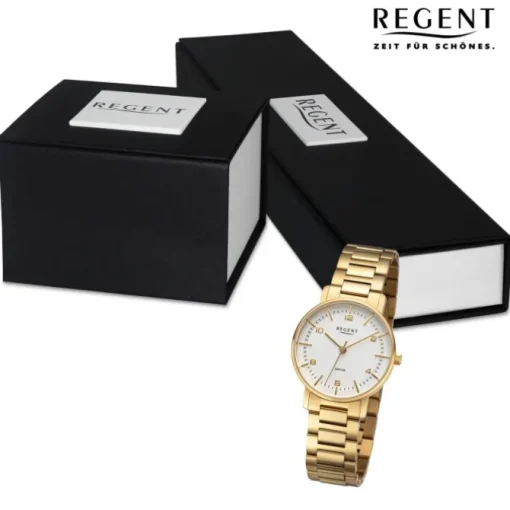 Regent Damen Armbanduhr Analog Metallarmband gold URF1483