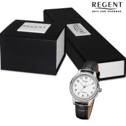 Regent Damen Armbanduhr Analog Lederarmband schwarz URF1567
