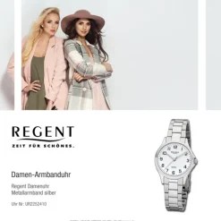 Regent Damen Armbanduhr Analog 2252410 Quarz-Uhr Metall silber UR2252410