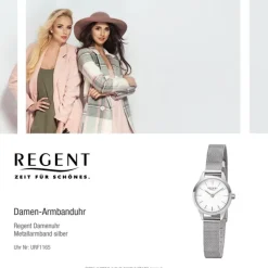Regent Damen Armbanduhr Analog F-1165 Quarz-Uhr Metall silber URF1165
