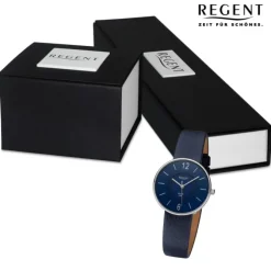 Regent Damen Armbanduhr Analog Lederarmband dunkelblau URBA717