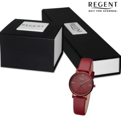 Regent Damen Armbanduhr Analog Lederarmband rot URBA747