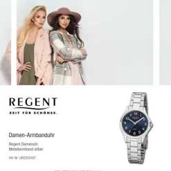 Regent Damen Armbanduhr Analog 2252407 Quarz-Uhr Metall silber UR2252407