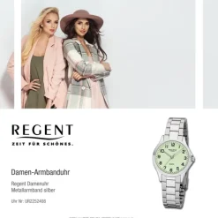 Regent Damen Armbanduhr Analog 2252408 Quarz-Uhr Metall silber UR2252408
