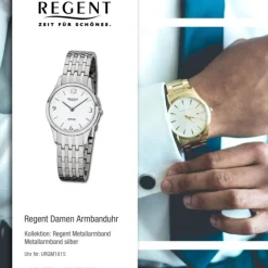 Regent Damen Armbanduhr Analog GM-1615 Quarz-Uhr Metall silber URGM1615