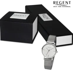 Regent Damen Armbanduhr Analog Metallarmband silber URBA748
