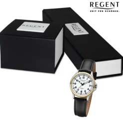 Regent Damen Armbanduhr Analog Lederarmband schwarz UR2092566
