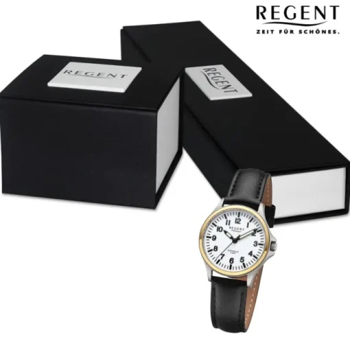 Regent Damen Armbanduhr Analog Lederarmband schwarz UR2092566