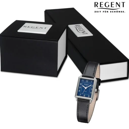 Regent Damen Armbanduhr Analog Lederarmband schwarz URF1317
