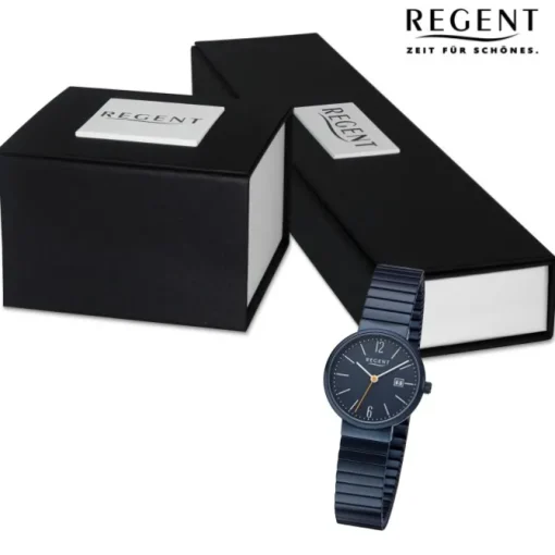 Regent Damen Armbanduhr Analog Edelstahlarmband dunkelblau URF1357