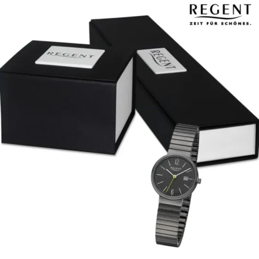 Regent Damen Armbanduhr Analog Edelstahlarmband grau URF1358