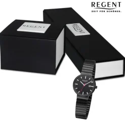 Regent Damen Armbanduhr Analog Edelstahlarmband schwarz URF1360