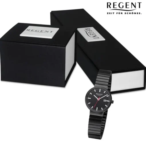Regent Damen Armbanduhr Analog Edelstahlarmband schwarz URF1360