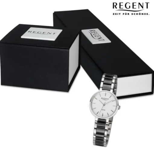 Regent Damen Armbanduhr Analog Keramikarmband silber schwarz URF1467