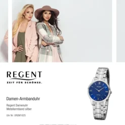Regent Damen Armbanduhr Analog GM-1625 Quarz-Uhr Metall silber URGM1625
