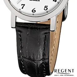 Regent Damen Armbanduhr Quarzwerk Saphirglas Lederarmband schwarz Uhr URF514