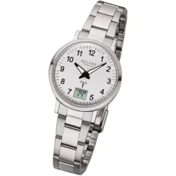 Regent Damen Funkuhr Analog-Digital FR-260 Funk-Uhr Metall silber URFR260