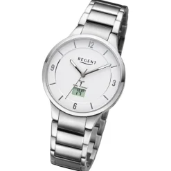 Regent Damen Funkuhr Analog-Digital Metallarmband silber URFR287