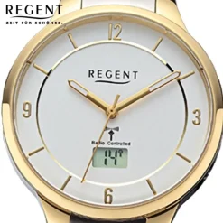 Regent Damen Funkuhr Analog-Digital Metallarmband silber gold URFR288