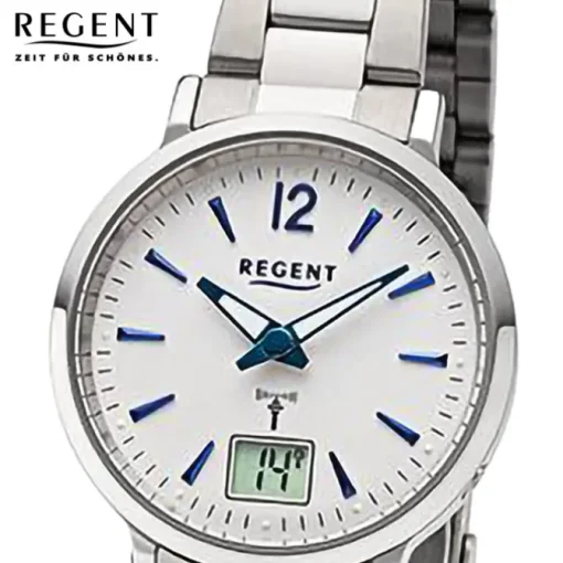 Regent Damen Funkuhr Analog-Digital Metallarmband silber URFR267