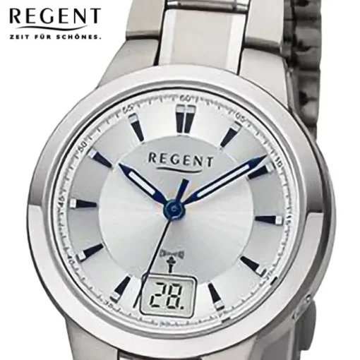 Regent Damen Funkuhr Analog-Digital Metallarmband silber URFR270