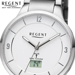 Regent Damen Funkuhr Analog-Digital Metallarmband silber URFR287
