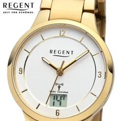 Regent Damen Funkuhr Analog-Digital Metallarmband gold URFR289