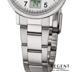 Regent Damen Funkuhr Analog-Digital FR-260 Funk-Uhr Metall silber URFR260