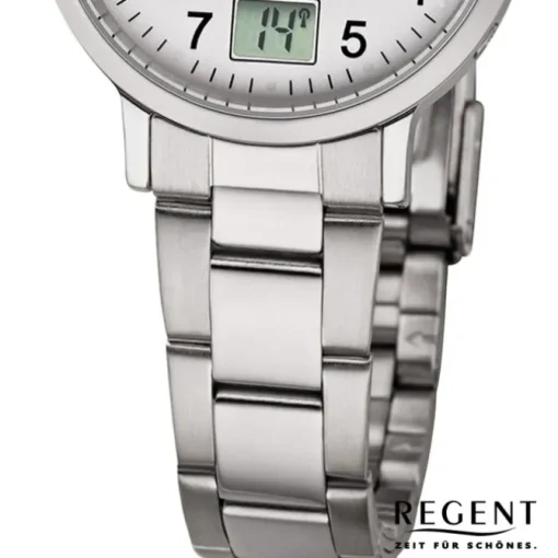 Regent Damen Funkuhr Analog-Digital FR-260 Funk-Uhr Metall silber URFR260