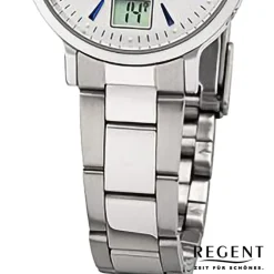 Regent Damen Funkuhr Analog-Digital Metallarmband silber URFR267