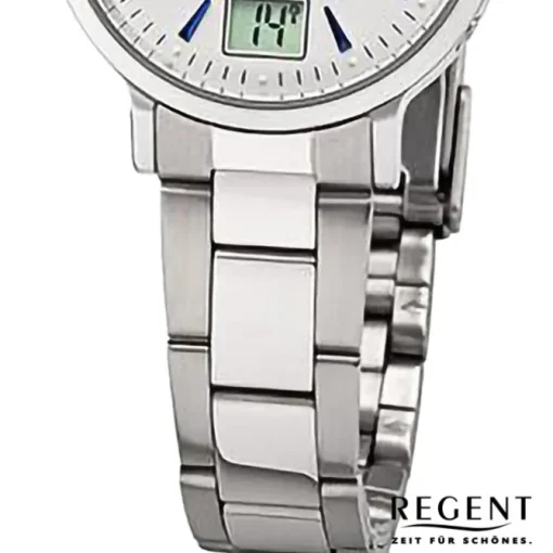 Regent Damen Funkuhr Analog-Digital Metallarmband silber URFR267