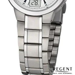 Regent Damen Funkuhr Analog-Digital Metallarmband silber URFR270