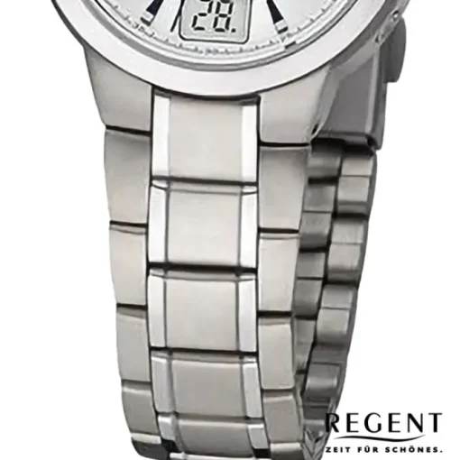 Regent Damen Funkuhr Analog-Digital Metallarmband silber URFR270