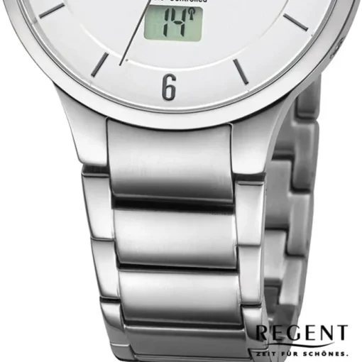 Regent Damen Funkuhr Analog-Digital Metallarmband silber URFR287
