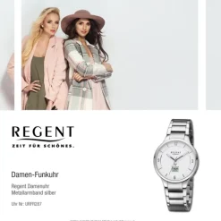 Regent Damen Funkuhr Analog-Digital Metallarmband silber URFR287