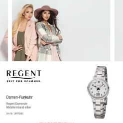 Regent Damen Funkuhr Analog-Digital FR-260 Funk-Uhr Metall silber URFR260